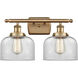 Ballston Large Bell 2 Light 16 inch Brushed Brass Bath Vanity Light Wall Light in Clear Glass
