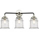 Nouveau Canton 3 Light 24 inch Black Polished Nickel Bath Vanity Light Wall Light in Seedy Glass, Nouveau