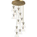 Newton Cone 12 Light 27.25 inch Brushed Brass Multi Pendant Ceiling Light in Seedy Glass