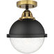 Nouveau 2 Hampden 1 Light 9 inch Black Antique Brass Semi-Flush Mount Ceiling Light in Seedy Glass