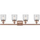 Ballston Small Bell 4 Light 36 inch Antique Copper Bath Vanity Light Wall Light in Clear Glass