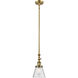 Franklin Restoration Cone LED 6 inch Brushed Brass Mini Pendant Ceiling Light in Seedy, Franklin Restoration