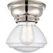Aditi Olean 1 Light 7 inch Polished Nickel Flush Mount Ceiling Light in Seedy Glass, Aditi
