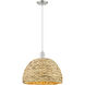 Arcadia Woven Rattan 1 Light 15.75 inch Mini Pendant