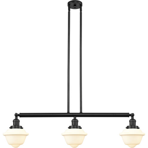 Franklin Restoration Small Oxford 3 Light 40 inch Oil Rubbed Bronze Island Light Ceiling Light in Matte White Glass, Franklin Restoration