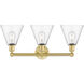 Berkshire 3 Light 26 inch Satin Gold Bath Vanity Light Wall Light in Clear