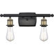 Ballston Bare Bulb LED 16 inch Black Antique Brass Bath Vanity Light Wall Light, Ballston