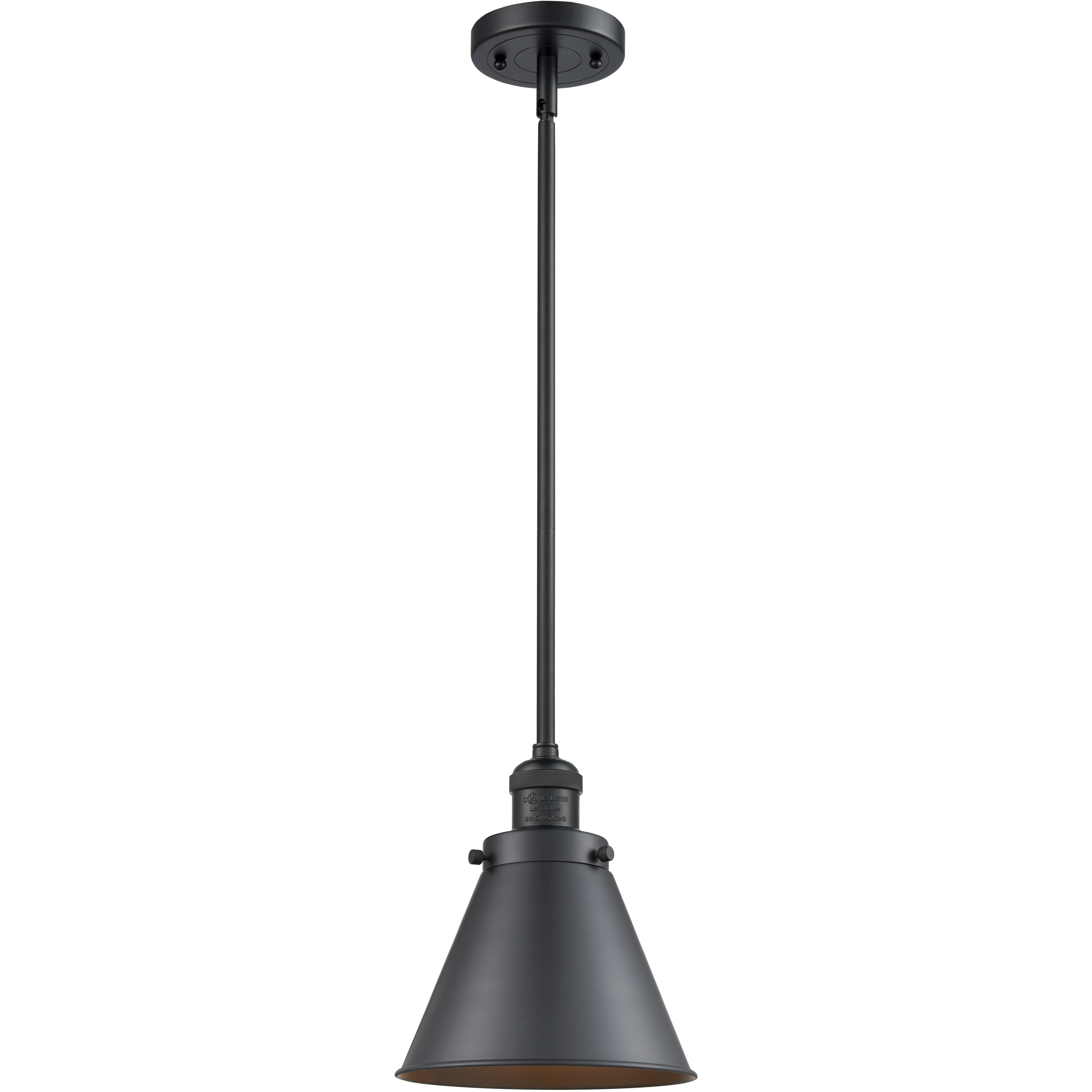 Franklin Restoration Appalachian 1 Light 8 inch Matte Black Mini Pendant Ceiling Light in Incandescent, Franklin Restoration