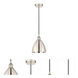 Edison Dome LED 8 inch Polished Nickel Mini Pendant Ceiling Light