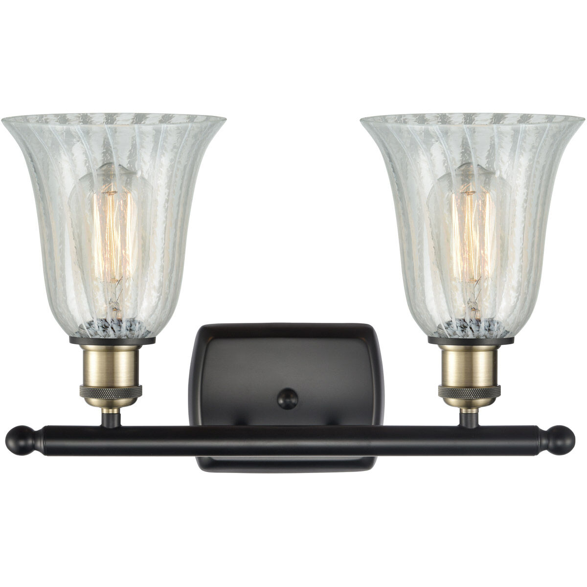 Ballston Hanover LED 16 inch Black Antique Brass Bath Vanity Light Wall Light in Mouchette Glass, Ballston