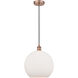 Edison Athens LED 11.75 inch Antique Copper Mini Pendant Ceiling Light in Matte White Glass