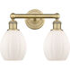 Eaton 2 Light 14.5 inch Brushed Brass and Matte White Bath Vanity Light Wall Light