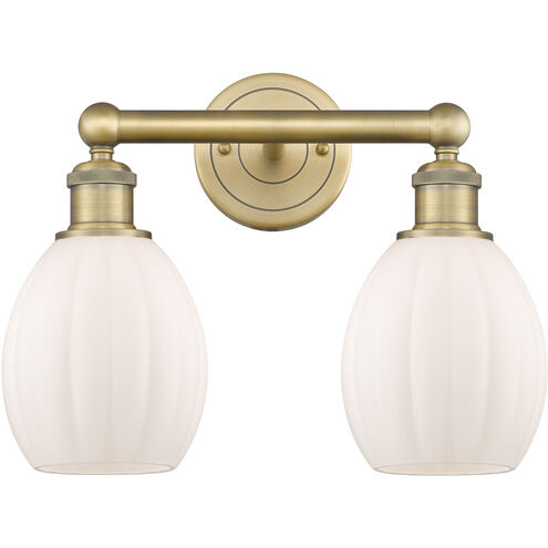 Eaton 2 Light 14.5 inch Brushed Brass and Matte White Bath Vanity Light Wall Light