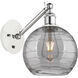 Ballston Athens Deco Swirl 1 Light 8 inch White Polished Chrome Sconce Wall Light