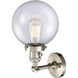 Franklin Restoration Large Beacon 1 Light 8 inch Brushed Satin Nickel Sconce Wall Light in Seedy Glass, Franklin Restoration