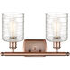 Ballston Cobbleskill LED 16 inch Antique Copper Bath Vanity Light Wall Light in Deco Swirl Glass