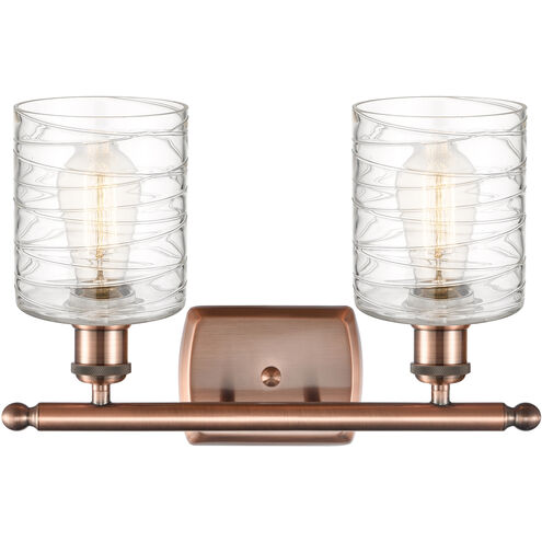 Ballston Cobbleskill LED 16 inch Antique Copper Bath Vanity Light Wall Light in Deco Swirl Glass