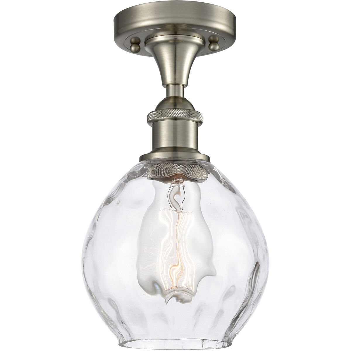 Ballston Small Waverly LED 6 inch Brushed Satin Nickel Semi-Flush Mount Ceiling Light, Ballston