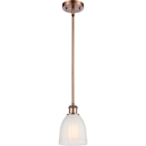 Ballston Brookfield 1 Light 6 inch Antique Copper Pendant Ceiling Light in White Glass, Ballston
