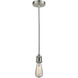 Edison Bare Bulb 1 Light 2 inch Satin Nickel Mini Pendant Ceiling Light in Zebra, Edison