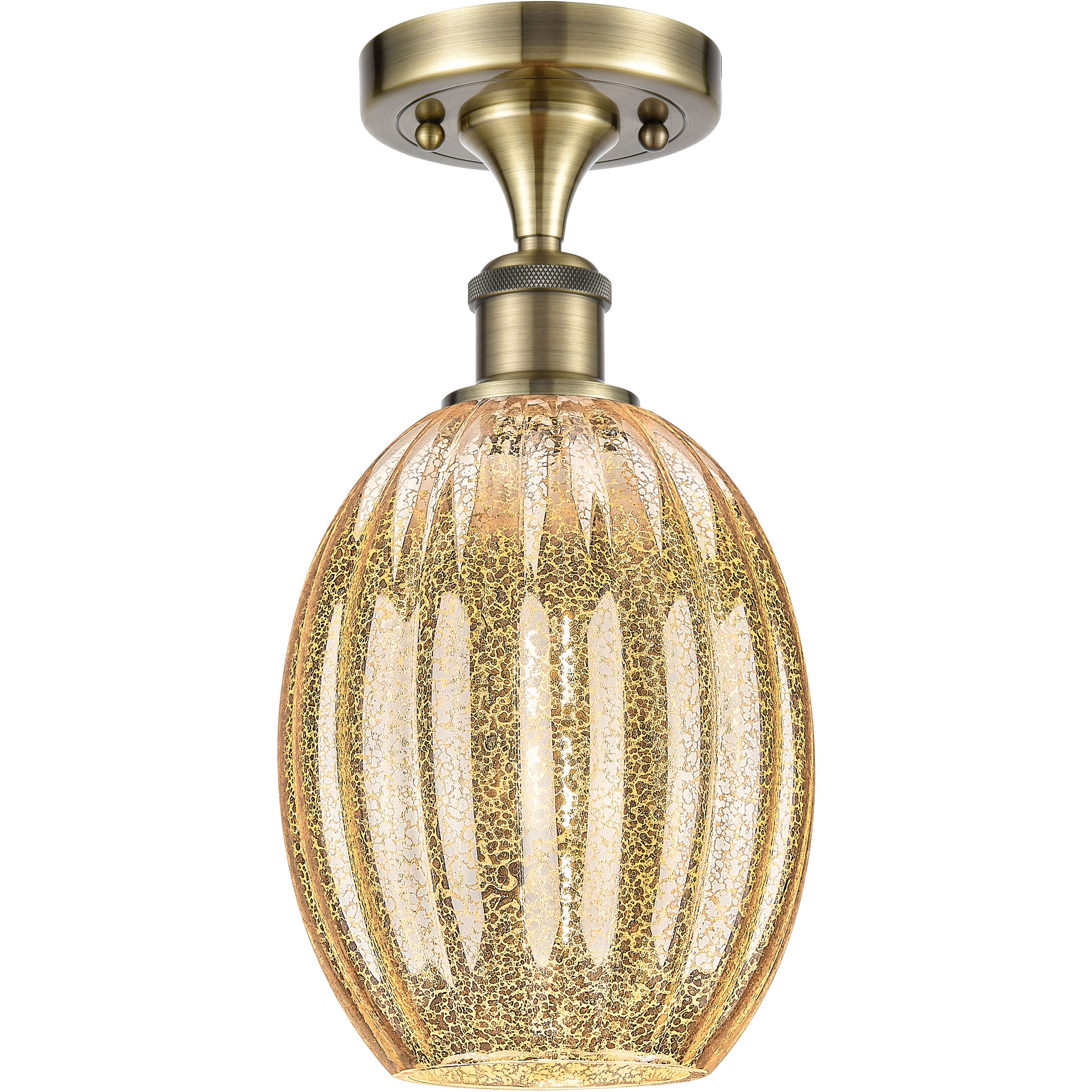 Ballston Preston 1 Light 6.25 inch Antique Brass Semi-Flush Mount Ceiling Light in Mercury
