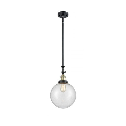 Franklin Restoration X-Large Beacon 1 Light 10 inch Black Antique Brass Mini Pendant Ceiling Light in Seedy Glass, Franklin Restoration