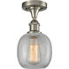 Ballston Belfast 1 Light 6 inch Brushed Satin Nickel Semi-Flush Mount Ceiling Light in Clear Crackle Glass, Ballston