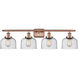 Ballston Large Bell LED 36 inch Antique Copper Bath Vanity Light Wall Light in Seedy Glass