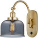 Franklin Restoration Bell LED 8 inch Satin Gold Sconce Wall Light in Plated Smoke Glass