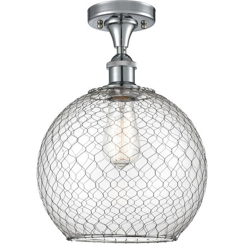 Ballston Large Farmhouse Chicken Wire 1 Light 10 inch Polished Chrome Semi-Flush Mount Ceiling Light, Ballston