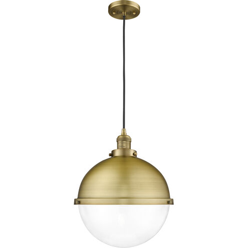 Franklin Restoration Hampden LED 12.88 inch Brushed Brass Pendant Ceiling Light in Clear Glass