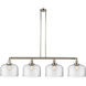 Franklin Restoration X-Large Bell 4 Light 54 inch Polished Nickel Island Light Ceiling Light in Clear Glass, Franklin Restoration