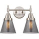 Caden 2 Light 15.25 inch Satin Nickel Bath Vanity Light Wall Light in Light Smoke Glass