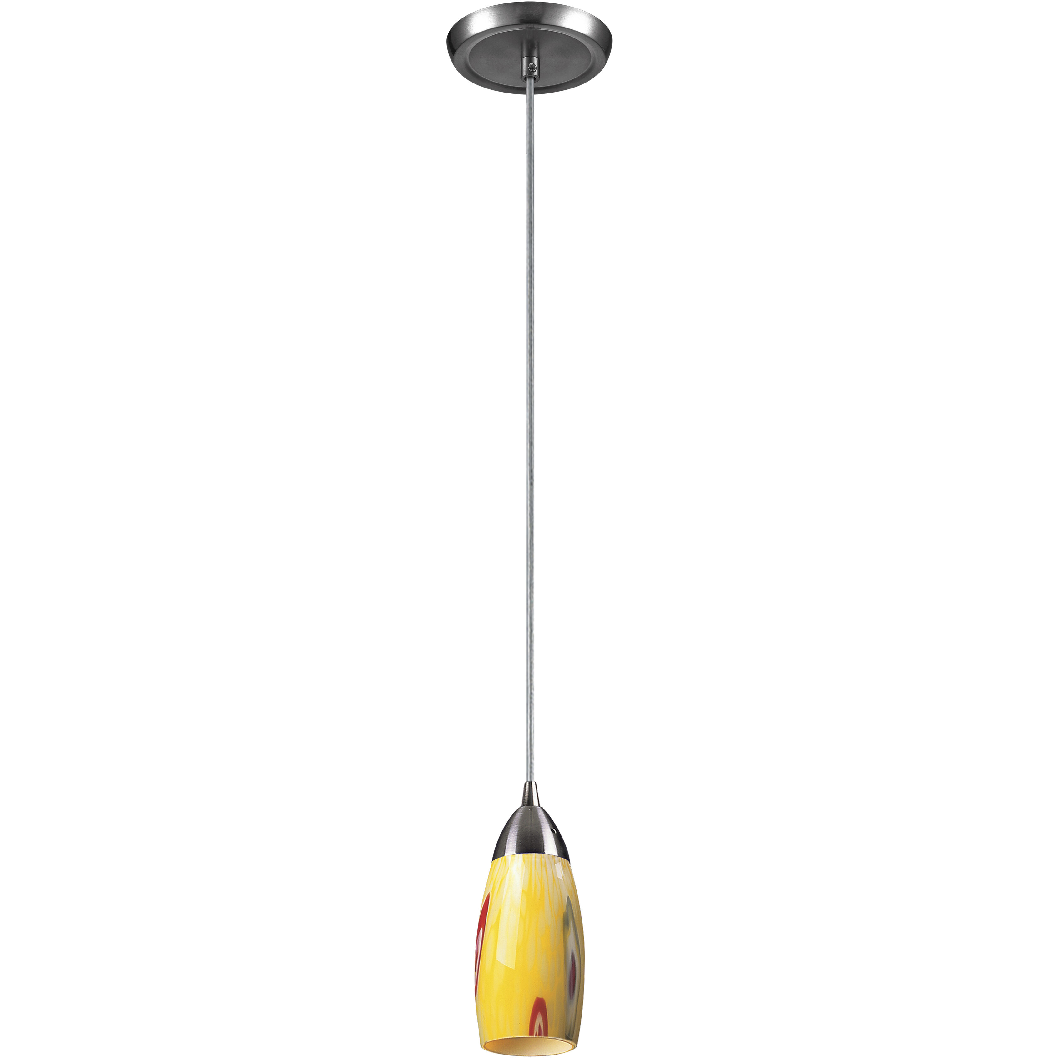 ELK Milan 1 Light 3 inch Satin Nickel with Yellow Mini Pendant Ceiling Light in Yellow Blaze, Incandescent 110-1YW - Open Box