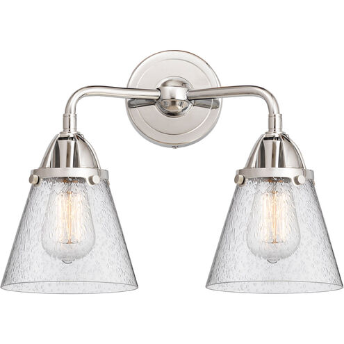 Nouveau 2 Small Cone 2 Light 14 inch Polished Chrome Bath Vanity Light Wall Light in Seedy Glass