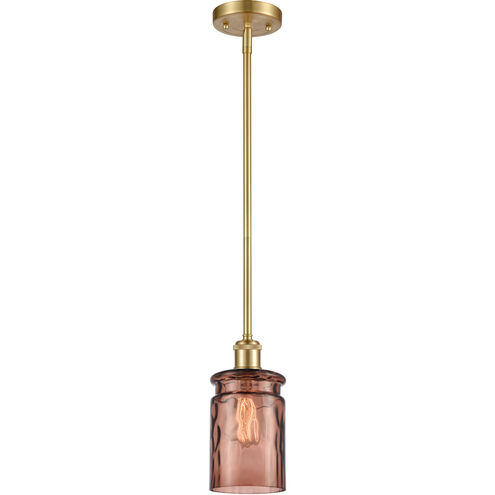 Ballston Candor 1 Light 5 inch Satin Gold Pendant Ceiling Light in Toffee Waterglass, Ballston