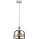 Ballston Bell LED 8 inch White and Polished Chrome Mini Pendant Ceiling Light, Large Bell