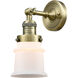 Franklin Restoration Small Canton LED 6 inch Antique Brass Semi-Flush Mount Ceiling Light in Matte White Glass, Franklin Restoration