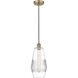 Edison Windham LED 7 inch Antique Brass Mini Pendant Ceiling Light in Clear Glass