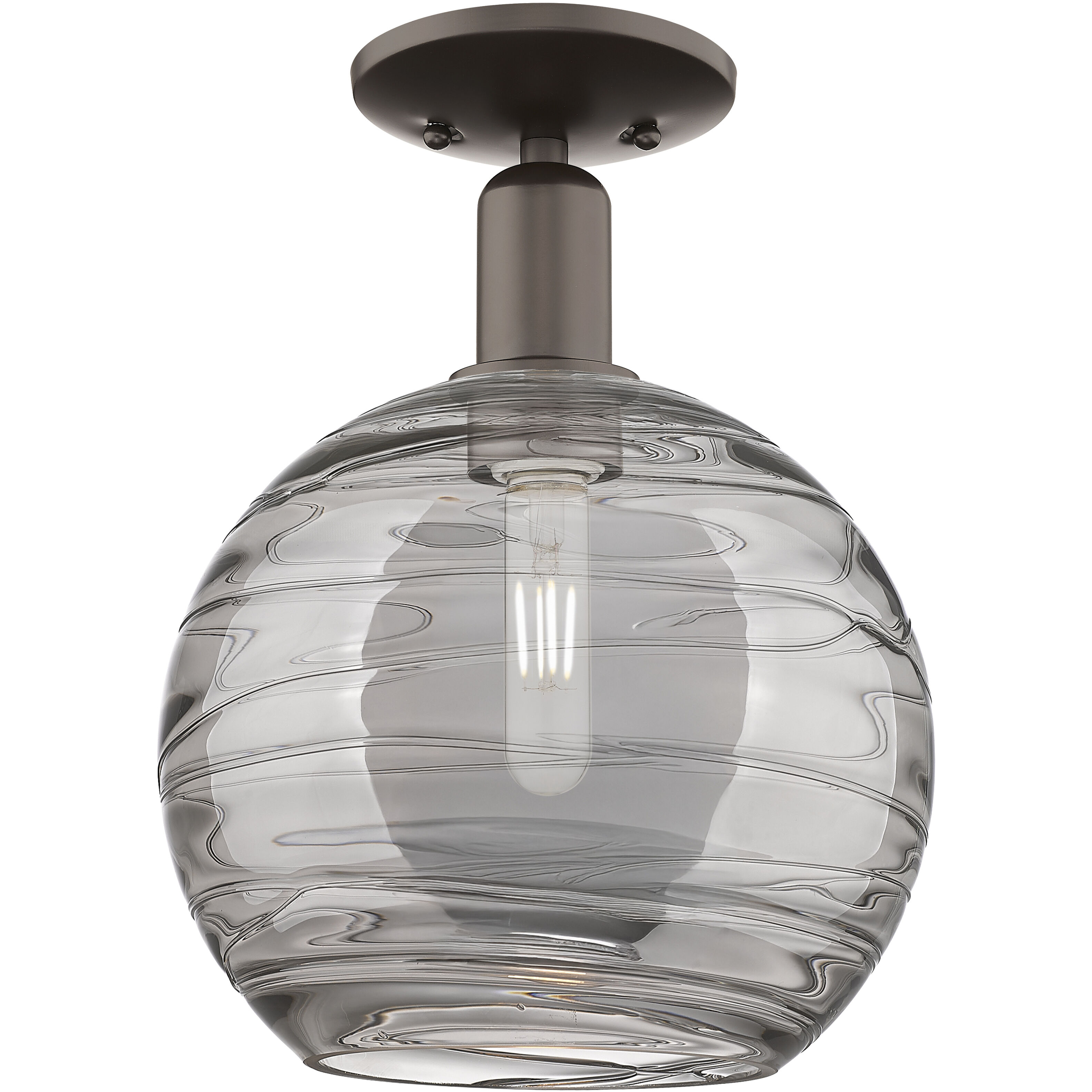 Arcadia Athens Deco Swirl 1 Light 10 inch Oil Rubbed Bronze Semi-Flush Mount Ceiling Light