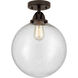 Nouveau 2 Beacon 1 Light 12 inch Oil Rubbed Bronze Semi-Flush Mount Ceiling Light in Seedy Glass