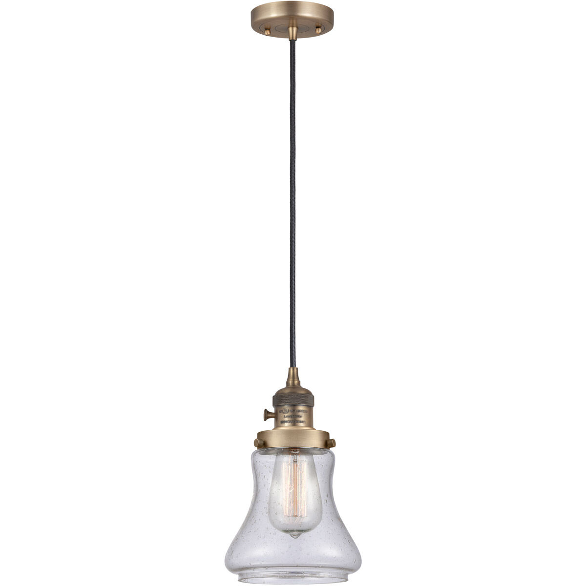 Franklin Restoration Bellmont 1 Light 6 inch Brushed Brass Mini Pendant Ceiling Light