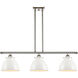 Ballston Adirondack 3 Light 36 inch Antique Brass Island Light Ceiling Light in Incandescent, Glossy White, Ballston