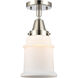 Franklin Restoration Canton LED 6 inch Polished Nickel Flush Mount Ceiling Light in Matte White Glass