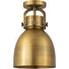 Newton Bell 1 Light 8 inch Brushed Brass Flush Mount Ceiling Light