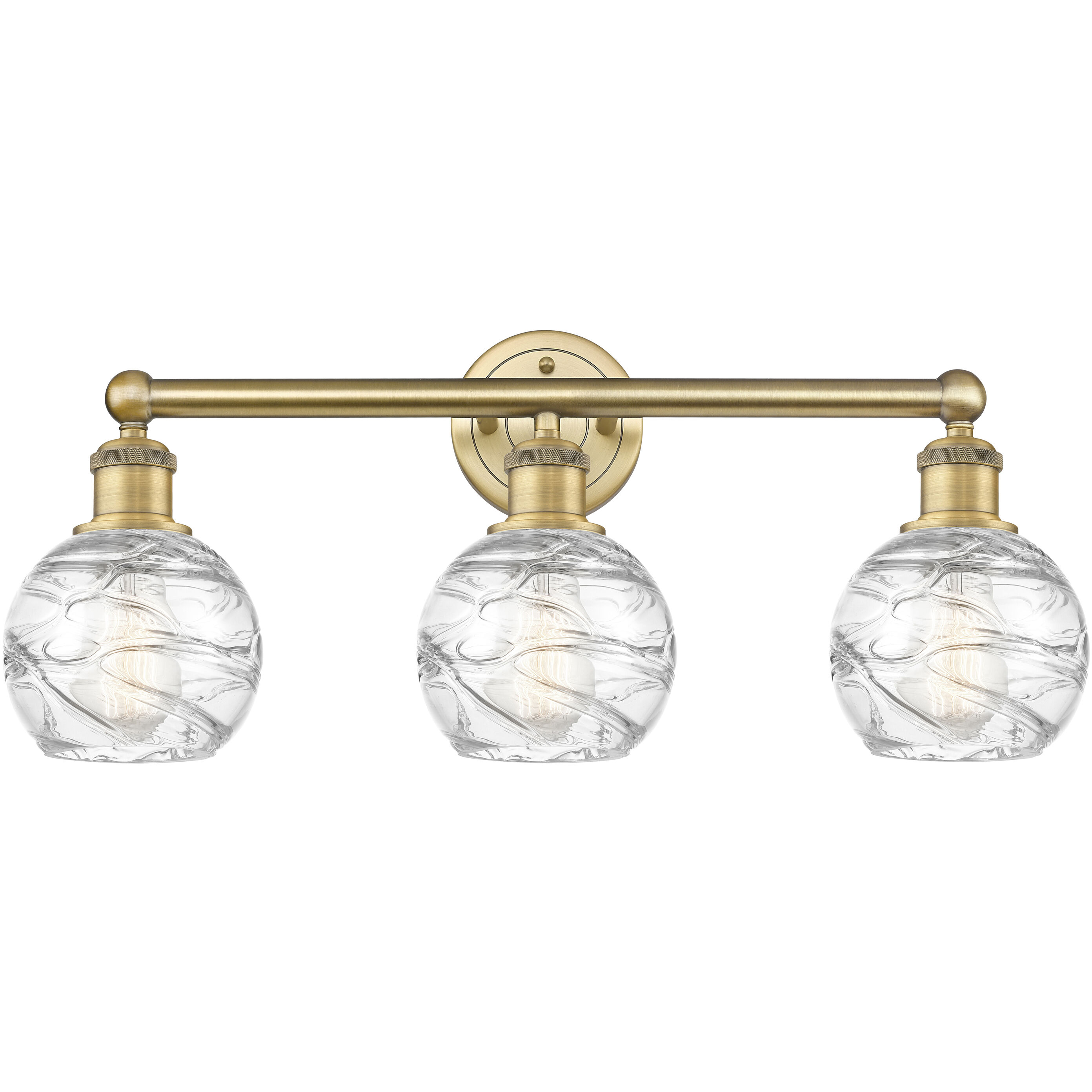 Athens Deco Swirl 3 Light 24 inch Brushed Brass Bath Vanity Light Wall Light in Clear Deco Swirl