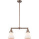 Franklin Restoration Bellmont 2 Light 21 inch Antique Copper Island Light Ceiling Light in Matte White Glass, Franklin Restoration