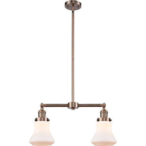Franklin Restoration Bellmont 2 Light 21 inch Antique Copper Island Light Ceiling Light in Matte White Glass, Franklin Restoration