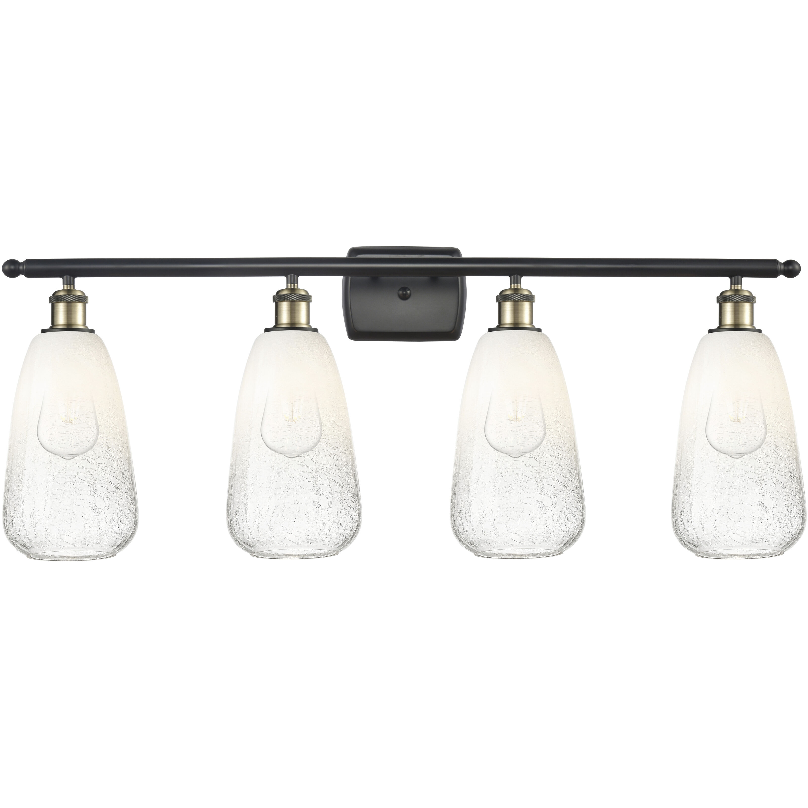Ballston Brookhaven Almond 4 Light 36 inch Black Antique Brass Bath Vanity Light Wall Light in Opal Glass