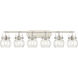 Pilaster II Sphere 6 Light 45.5 inch Satin Nickel Bath Vanity Light Wall Light in Clear Glass